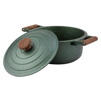   Nava 10-255-031 Ωmega tapadásmentes öntött alumínium lábas fedővel, kőbevonattal, 24 cm