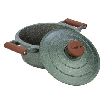   Nava 10-255-033 Ωmega tapadásmentes öntött alumínium lábas fedővel, kőbevonattal, 28 cm