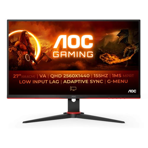 AOC Gaming 155Hz monitor 27" Q27G2E/BK, 2560x1440, 16:9, 250cd/m2, 1ms, 2xHDMI/DisplayPort