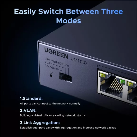UGREEN 6 portos 2.5 Gigabit Ethernet switch CM753