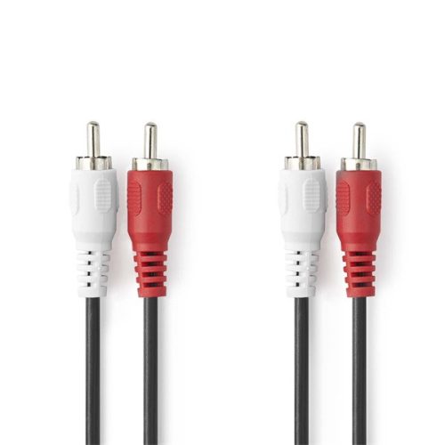 Nedis CAGL24200BK15 sztereo audio kábel, 2 X RCA dugó - 2 X RCA dugó, hossz 1.5m