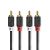 Nedis CABW24200AT05 sztereo audió kábel 2x RCA férfi, 2x RCA férfi, Aranyozott, 0,50 m , kerek, Antracit