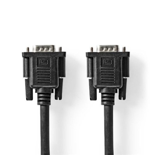 Nedis CCGP59100BK20, VGA kábel, VGA dugó VGA anya Nikkelezett Maximális felbontás:1280x800  2,00 m  Kerek ABS fekete