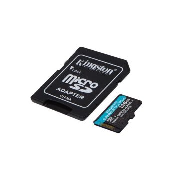  KINGSTON Memóriakártya MicroSDXC 128GB Canvas Go Plus Gen4 200R A2 U3 V30 + Adapter