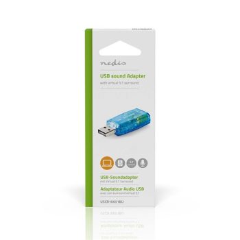   Nedis USCR10051BU USB hangkártya, 3,5mm mikrofon és fejhallgató csatlakozás