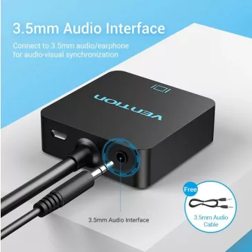   Vention HDMI -> VGA, 0,15m, (+ Micro USB/F & Audio Port, fekete), konverter