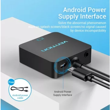   Vention HDMI -> VGA, 0,15m, (+ Micro USB/F & Audio Port, fekete), konverter