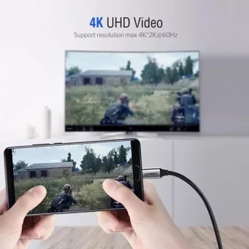   UGREEN USB-C - HDMI apa - apa kábel alumínium ház 1.5 m szürke fekete MM142