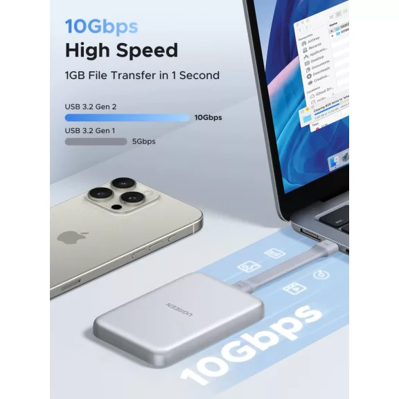UGREEN mágneses M.2 NVMe SSD külső ház D619