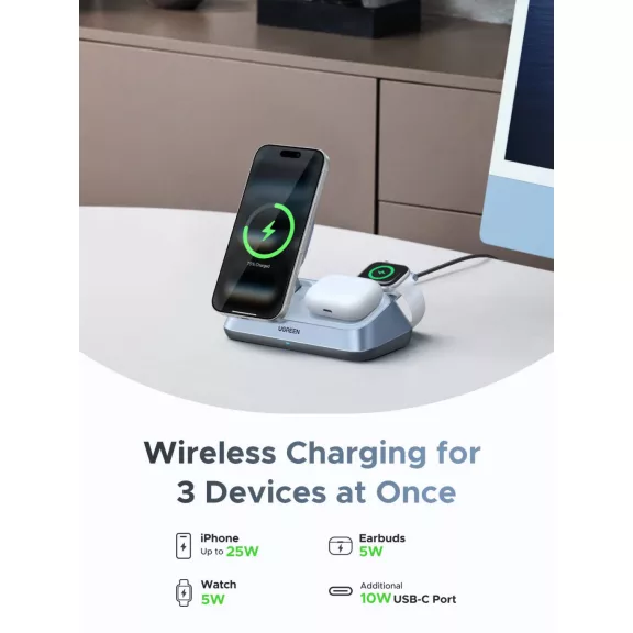 UGREEN 3 in 1 mágneses vezeték nélküli töltő EU W711