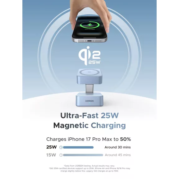 UGREEN 2 in 1 mágneses vezeték nélküli töltő W752