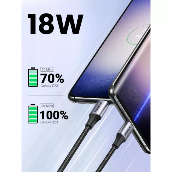 UGREEN USB-A - USB-C gyorstöltés kábel 3A Max fekete 1 m US288