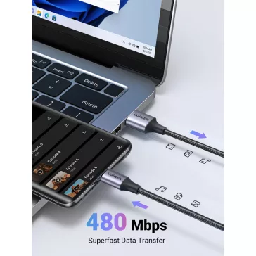   UGREEN USB-A - USB-C gyorstöltés kábel 3A Max fekete 1 m US288
