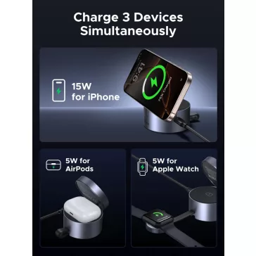 UGREEN 3 in 1 mágneses vezeték nélküli töltő EU W712