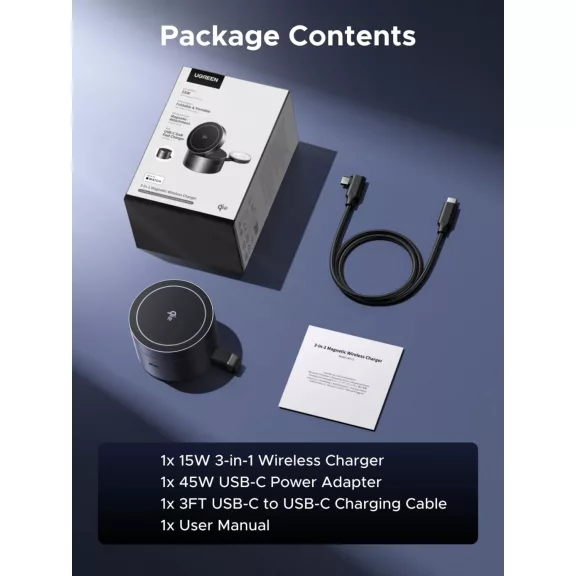 UGREEN 3 in 1 mágneses vezeték nélküli töltő EU W712