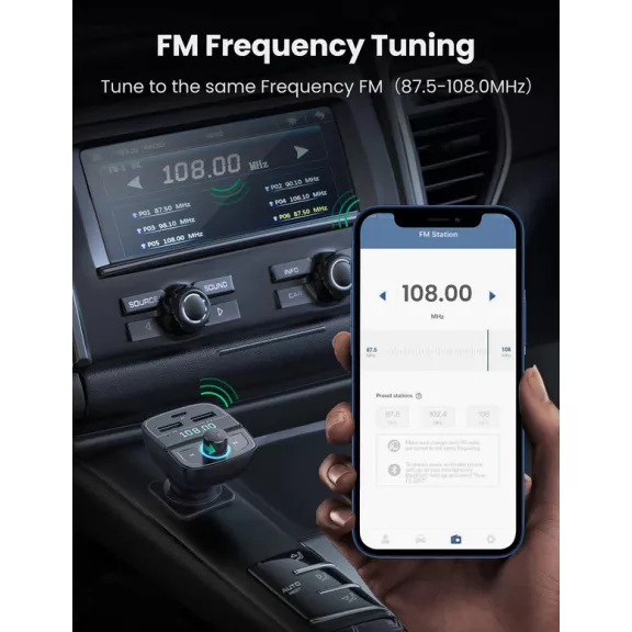 UGREEN Bluetooth autós töltő 5.0+PD+QC3.0+USB Flash Drive+TF fekete CD229