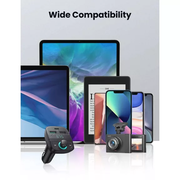 UGREEN Bluetooth autós töltő 5.0+PD+QC3.0+USB Flash Drive+TF fekete CD229