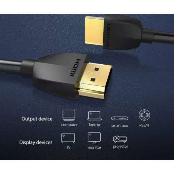 Vention HDMI 2.0 (fekete), 0,5m, kábel