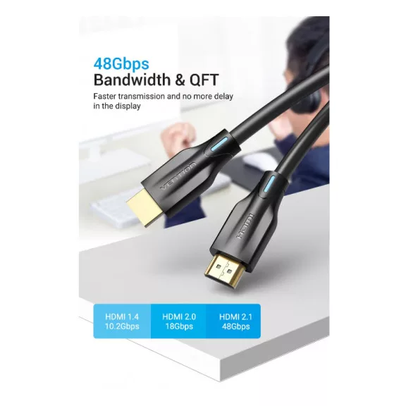 Vention HDMI 2.1 (8K, fekete), 1m , kábel