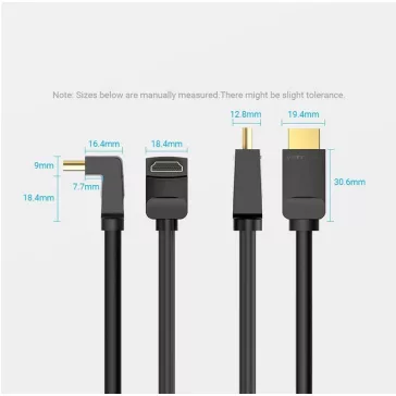 Vention HDMI, (270 Fokos, jobbra), 3m, kábel