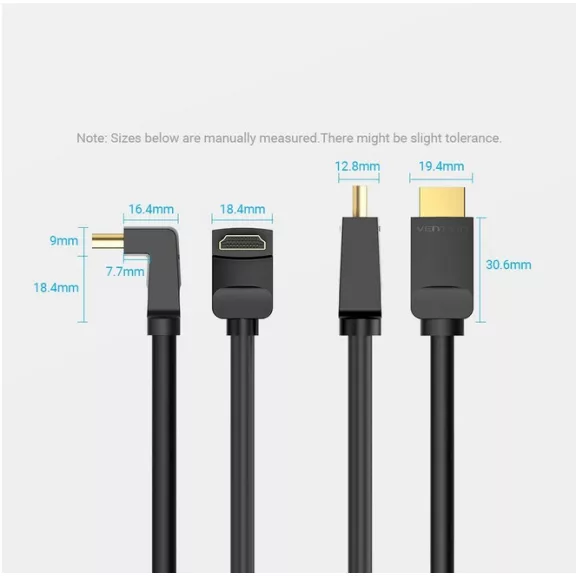 Vention HDMI, (270 Fokos, jobbra), 3m, kábel