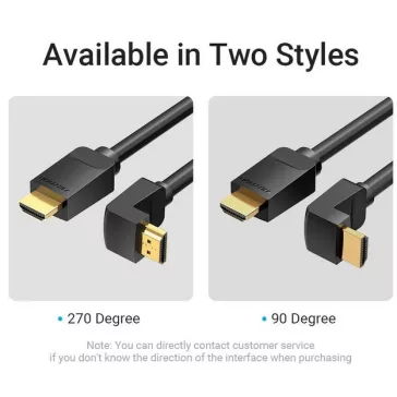 Vention HDMI, (270 Fokos, jobbra), 3m, kábel