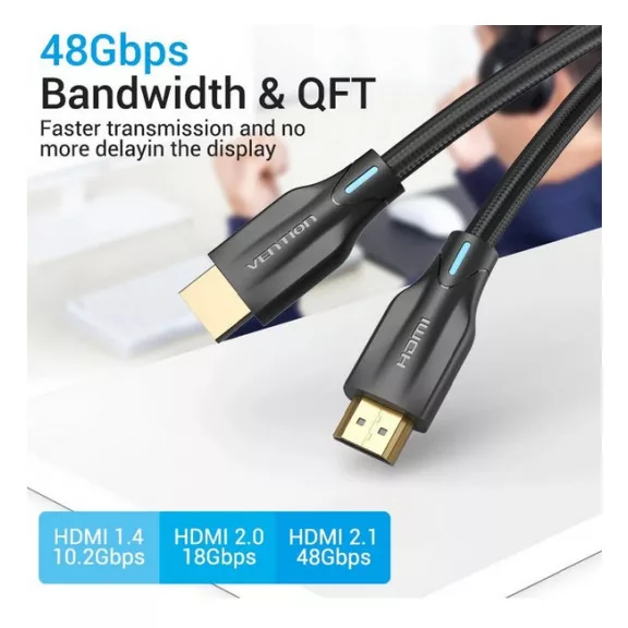 Vention HDMI (8K, szövet, fekete), 1m, kábel