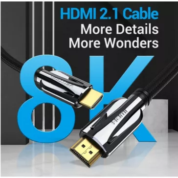 Vention HDMI (8K, szövet, fekete), 1,5m, kábel