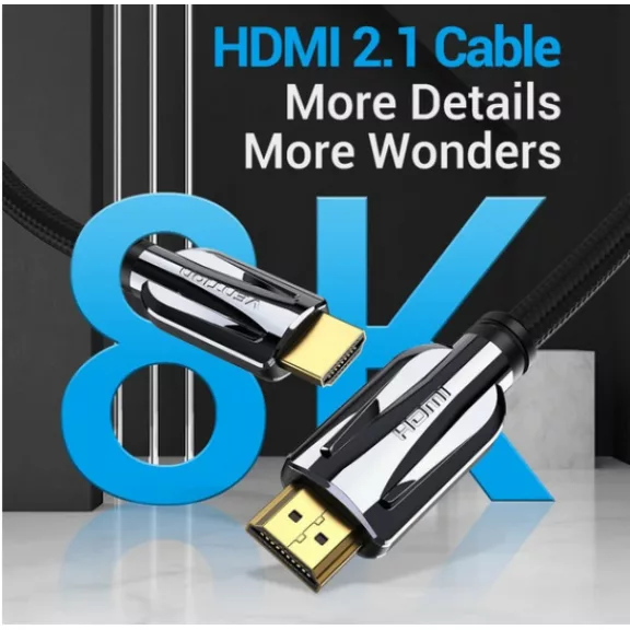 Vention HDMI (8K, szövet, fekete), 1,5m, kábel