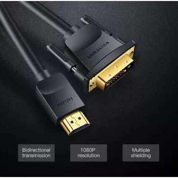 Vention HDMI -> DVI, (fekete), 5m, kábel