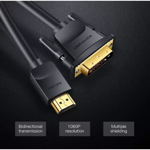 Vention HDMI -> DVI, (fekete), 5m, kábel