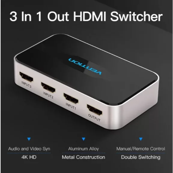 Vention HDMI (3be-1ki, szürke), switcher