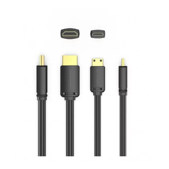 Vention mini HDMI/M -> HDMI/M (4K,HD, fekete), 1,5m, kábel