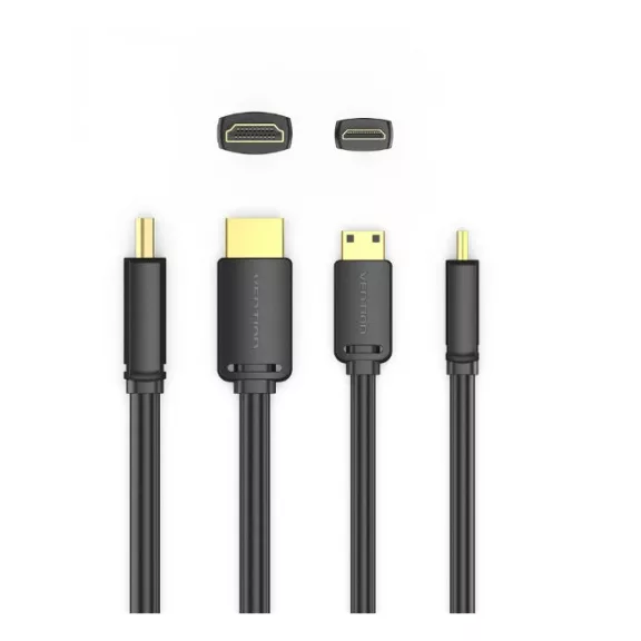 Vention mini HDMI/M -> HDMI/M (4K,HD, fekete), 2m, kábel