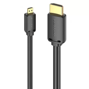 Vention micro HDMI/M -> HDMI/M (4K,HD,fekete), 1m, kábel