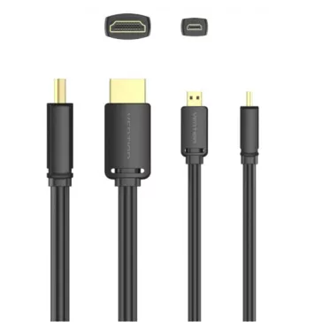   Vention micro HDMI/M -> HDMI/M (4K,HD,fekete), 1,5m, kábel