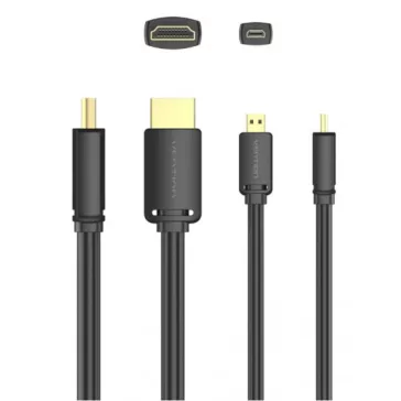 Vention micro HDMI/M -> HDMI/M (4K,HD,fekete), 2m, kábel