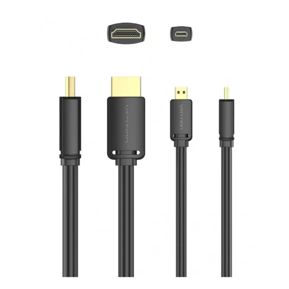 Vention micro HDMI/M -> HDMI/M (4K,HD,fekete), 2m, kábel