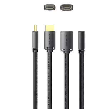  Vention HDMI/M -> HDMI/F (4K, HD, PVC, fekete), 0,5m, kábel