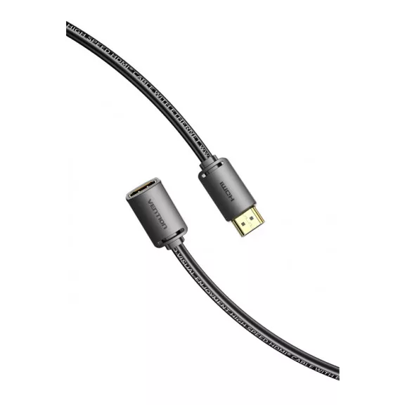 Vention HDMI/M -> HDMI/F (4K, HD, PVC, fekete), 1m, kábel