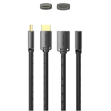  Vention HDMI/M -> HDMI/F (4K, HD, PVC, fekete), 1m, kábel