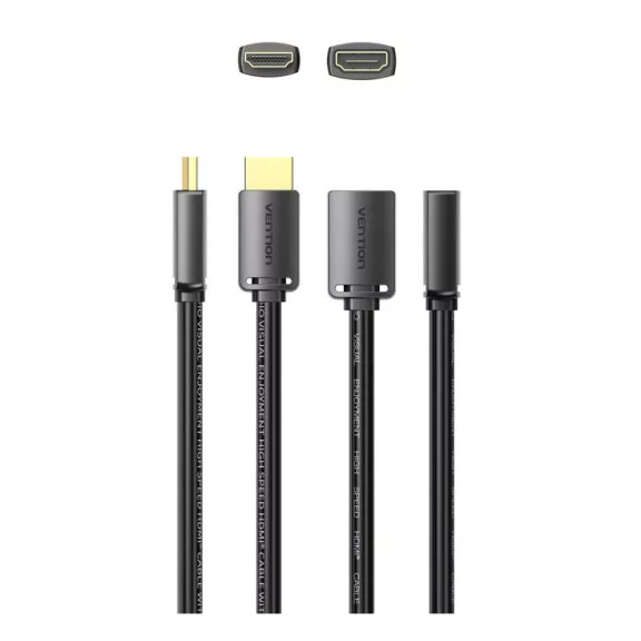 Vention HDMI/M -> HDMI/F (4K, HD, PVC, fekete), 1m, kábel