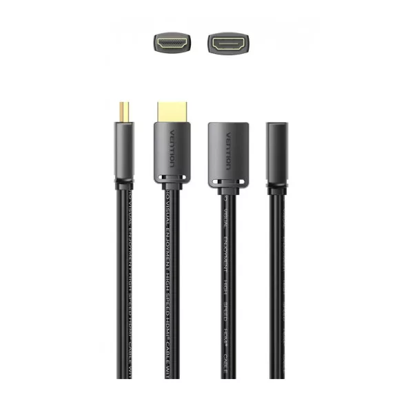 Vention HDMI/M -> HDMI/F (4K, HD, PVC, fekete), 1,5m, kábel