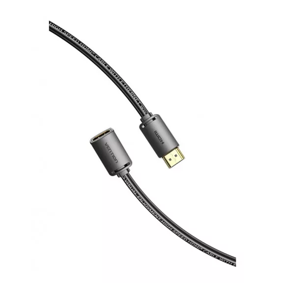Vention HDMI/M -> HDMI/F (4K, HD, PVC, fekete), 1,5m, kábel