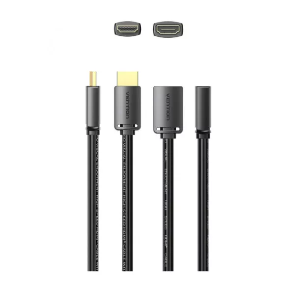 Vention HDMI/M -> HDMI/F (4K, HD, PVC, fekete), 5m, kábel