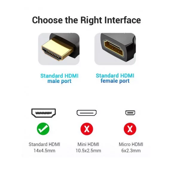 Vention HDMI/M -> HDMI/F (4K,fekete), adapter