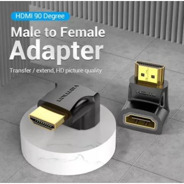 Vention HDMI/M (90fokos) -> HDMI/F (4K,fekete), adapter