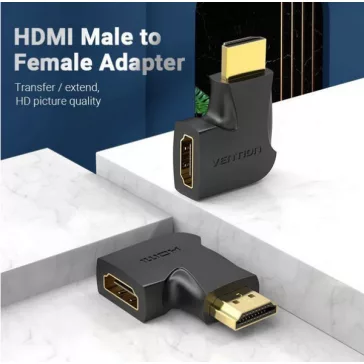   Vention HDMI/M (90fokos) -> HDMI/F (4K,síklapos, fekete), adapter