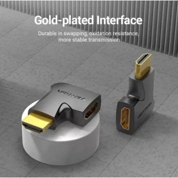   Vention HDMI/M (90fokos) -> HDMI/F (4K,síklapos, fekete), adapter