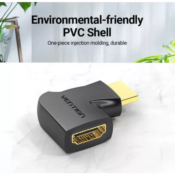 Vention HDMI/M (270fokos) -> HDMI/F (4K,síklapos, fekete), adapter